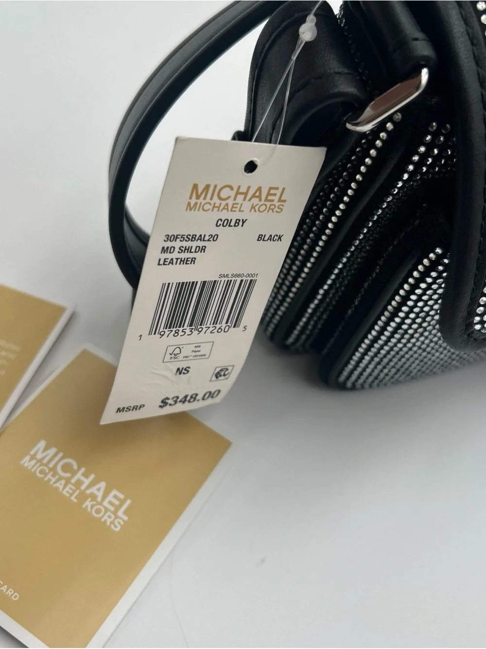 Michael Kors Black Rhinestone-Embellished Messenger Bag